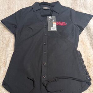 Harley-Davidson Rhinestone Skull Laced Side Button Shirt